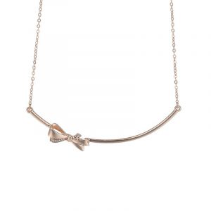 Collier Meilleur Pendentif Rose Or Plaqu&eacute; Zircon Bow Smiley Face Pour Femmes - Neuf