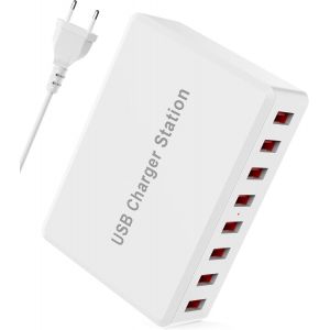 JGD-Chargeur USB 50 W - Bloc d'alimentation multi-ports - Station de charge 5 V 10 A pour plusieurs appareils - Station de charge pour iPhone 15/14/13 Pro Max, iPad, Samsung Galaxy S23, Huawei - Neuf