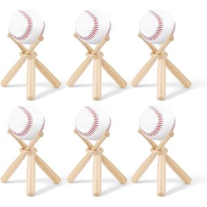 Acdsgd-Lot De 6 Supports De Baseball En Bois Pour Mini Batte, Softball, Centres De Table Pour Boules De Table, Amateurs De Sport, Amis, D&eacute;corations Cadeaux (6) - Neuf