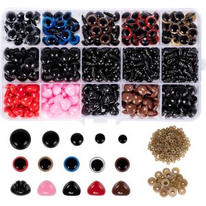 MEVRONISSHOP-Lot de 752 Yeux et Nez de s&eacute;curit&eacute; avec rondelles pour Amigurumi Crochet Poup&eacute;es Artisanales Animaux en Peluche et Ours en Peluche (6-14mm) - Neuf