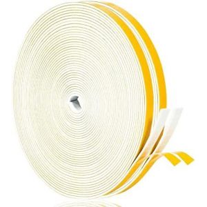 Bande d'étanchéité pour portes-Bande en mousse autocollante-Joint en caoutchouc pour collision-Isolation acoustique-Longueur totale (6x1,5 mmx20 m,blanc) - Neuf