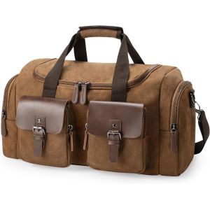 Sac de Voyage Vintage Sac Weekend Homme Sac en bandoulière pour rétro Cuir Unisexe,51x24x29cm,35L,pour Voyage,Week-End,Vacances (Brun) - Neuf