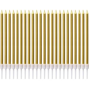 Bougie Longue Chandelle, Or Bougies D'anniversaire Avec Support Bougies G&acirc;teau Pour La D&eacute;coration F&ecirc;te Mariage D'anniversaire(24 Pi&egrave;ces)[Z7748] - Neuf