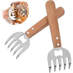 Hachoir À Viande En Acier Inoxydable (Lot De 2) Avec Long Manche En Bois - Neuf