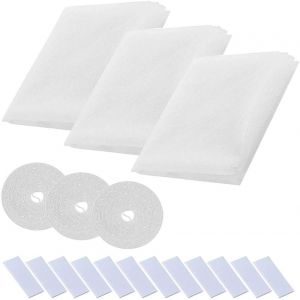 Moustiquaire Fenetre,Toile Moustiquaire 3 Pièces Rouleau Insect Moustiques,Protecteur Filet Maille Rideau De Fenêtre Écran Standard pour Fenêtre 150 X 200cm Blanc.[G74] - Neuf
