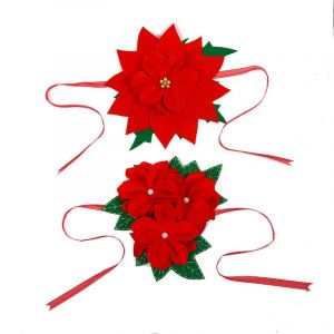 2 x Attaches de rideau à fleurs de Noël, crochets de rideau rouges délicats, sangles de suspension d'anneau de rideau réglables - Neuf