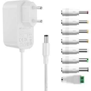 JGD-Tonton Adaptateur Universel AC-DC 12V 0,5-3A Chargeur d'alimentation AC240V &agrave; DC12V pour cam&eacute;ra de surveillance et bande LED (8 adaptateurs m&acirc;les) - Neuf
