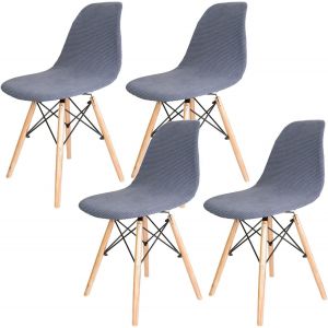 Eryi-Lot De 4 Housse De Chaise De Salle À Manger Extensible, Moderne Lavable Universel Couverture De Chaise De Cuisine Décor De Cuisine Maison, Gris Foncé - Neuf