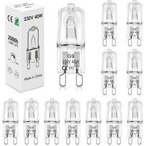 Ampoule Halogene G9(12 Pièces) 40w 230v Blanc Chaud 2800k Sans Scintillement Dimmable,Lampe Salon Halogène,Ampoule Four G9 40w 300 Degré Pour Hotte De Cuisine,Four,Plafonnier,Bain,Spots - Neuf