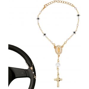 KAL-Chapelet Voiture, Chapelet Catholique À Suspendre Au Rétroviseur De Voiture Avec Breloque De La Vierge Marie Et Crucifix Idéal Comme Cadeau Religieux Catholique Pour Homme Et Femme - Neuf