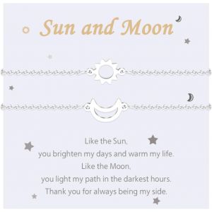 Tianyi-2pcs Bracelet Soleil Et Lune De L'amiti&eacute; Pour Meilleure Amie M&egrave;re Fille Soeur Couples Assortis Cadeau Femme En Acier Inoxydable 316l D'anniversaire No&euml;l - Neuf