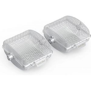 Lot de 2 paniers pour r&ocirc;tisserie &agrave; broche en acier inoxydable/taille mini 17 x 15 x 9 cm, convient &agrave; la plupart des barbecues &agrave; charbon et &agrave; gaz. - Neuf