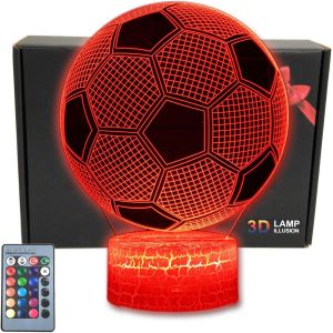 Le Football Veilleuse Pour Enfants Jouet Veilleuse Pour Fille Lampe 3d Lampe 16 Couleurs Changeantes Avec T&eacute;l&eacute;commande (Football) - Neuf