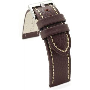 Kal-Bracelet Cuir Veau Gravure Bison Couture Blanche U2013 Style Sportif U2013 Pour Montre Robuste U2013 Tailles 18mm 20mm 22mm 24mm 26mm U2013 Noir Ou Marron 376 - Neuf