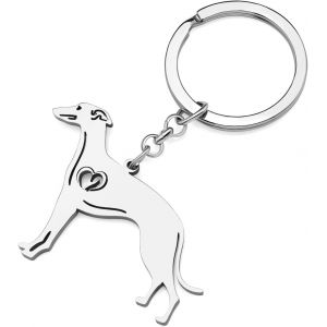 KAL-Porte-Cl&eacute;s Chien Acier Inoxydable Portefeuille Porte-Cl&eacute;s Voiture Bijoux Animaux Amoureux Chiens Cadeaux Femme Filles Porte-Cl&eacute;s Chien - Neuf