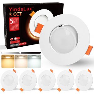 Spot Led Encastrable,5W 550Lm Plafonnier Spot 3000K Blanc Chaud 4000K Blanc Neutre 6000K Blanc Froid Dimmable Ip44 Étanche Spot Salle De Bain,Trou ¿68-80Mm,Ac 220-240V,Lot De 6,Blanc - Neuf