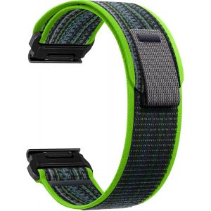 26Mm Quickfit Bracelet Pour Garmin Fenix 8 51Mm/Fenix 7X Pro/7X/6X/5X/5X Plus, Souple &Eacute;lastique Nylon Bracelet Pour Garmin Enduro 3/Enduro/Tactix 7 Amoled/Epix Pro 51Mm - Vert - Neuf