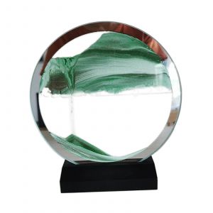 Moving Sands Art Image Flowing Sand Dynamic Round Relaxing Toys Green - Neuf