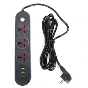 HJLIAN Multiprise multifonction pour la maison et le bureau, avec 3 ports USB, prise UE 250 V - Neuf