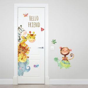Stickers Muraux Animaux De Dessin Animé Autocollants Muraux Animaux De La Jungle Sticker Mural Éléphant Girafe Pour Chambre De Bébé Pépinière D'enfant Murale De Salle De Bain - Neuf