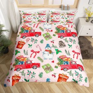 Homewish Parure De Lit Double Avec Housse De Couette Et Imprimé Léopard Et Motif Pattes, Motif Géométrique À Carreaux, Motif Élan, Cerf, Bonnet De Père Noël, Décoratio - Neuf