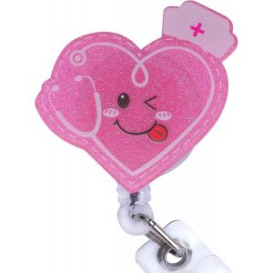 Porte-Badge R&eacute;tractable, Mignon et Dr&ocirc;le pour Carte d'Identit&eacute; d'Infirmi&egrave;re, Badge d'Identification M&eacute;dicale avec Visage Souriant pour Femmes M&eacute;decins Infirmi&egrave;res - Neuf