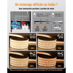 Transformateur LED 24V 60W, Pilote LED IP20 230V &agrave; 24V 2.5A, Alimentation 60W Courant Continu Basse Tension Transformateur Constante Driver pour Ampoules CCTV (Quatre &Eacute;tapes) - Neuf