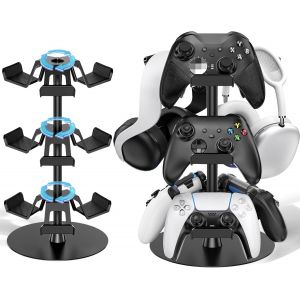 Support Casque Gamer, Support De Manette Conception Symétrique À 3 Couches Jusqu¿À 9 Rangement De Manetes, Support Casque Bureau À 360 Degrés Et Facile À Assembler - Neuf
