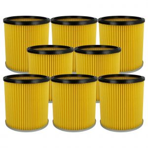 vhbw 8x filtre pliss&eacute; compatible avec K&auml;rcher BDP 55/1900 W Bp Pack (1.384-241.0) aspirateur - jaune, nettoyable - Neuf