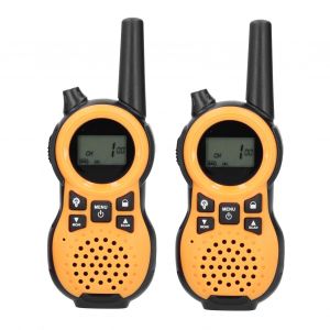 Lot de 2 talkies-walkies portables 0,5 W sans fil pour l'exterieur, radio bidirectionnelle, cadeaux pour enfants, jaune, Amerique, 462-467 MHz, 22 canaux, portee de communication de 3 a 5 miles - Neuf