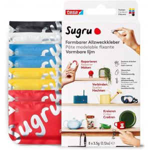 by Pâte Fixante Polyvalente à Modeler en Lot de 8 x 3.5 g Pâte Durcissante Adhésive Polyvalente Pour Réparer,Coller et sans Percer Rouge,Bleu,Jaune,Noir et Blanc - Neuf