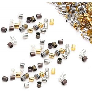 Meimie-300pcs Perles À Écraser,Perle A Ecraser En Laiton,Ensembles De Perles A Sertir Intercalaire,Embouts De Curseur Tube D'extrémité À Sertir,Fabricationde De Bijoux 1.5mm/2.0mm/2.5mm - Neuf