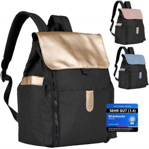 Asfasfq-Mumore Sac À Langer Pour Bébé - Multifonction 3 En 1 - Avec Matelas À Langer Intégré - Pour Les Déplacements - Noir Et Doré - Neuf