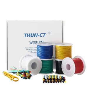 PVC Electrical Wire-0.35mm&sup2; 22AWG PVC Electrical Wire Kit Total 48m (6 Colours Each Colour 8m) Insulated Tinned Copper Wire-22 Gauge Stranded Wire Kit for DIY - Neuf