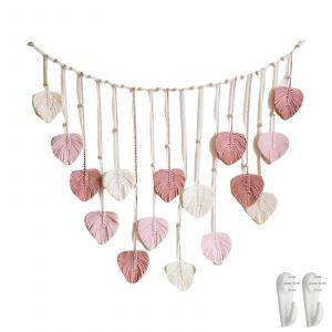 Makram Wall Gblelen Boheme Macrame Decoration Murale En Macrame Faite Main Macro Wall Decoration Murale Pour Salon, Canape, Cuisine Rose - Neuf