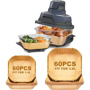 KALANKA-Lot de 120 feuilles de cuisson Airfryer pour friteuse &agrave; air chaud portable Ninja CRISPi 3,8 l et 1,4 l FN101EUGY, papier sulfuris&eacute; pour friteuse &agrave; air chaud Ninja CRISPi FN101EUST, FN101EUSG - Neuf