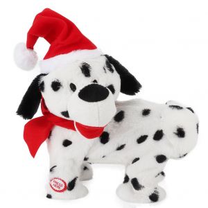 HJLIAN Adorable chiot en peluche electrique, musique rotative, chant, danse, chien de Noel, poupee pour enfants - Neuf