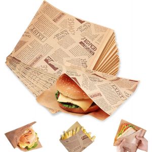 Lot De 100 Sacs À Hamburger En Papier-18 X 18 Cm-Sacs À Frites-Hot Dog-Emballage Alimentaire-Papier Jetable Résistant À La Graisse-Pour Hamburger,Frites,Sandwichs - Neuf