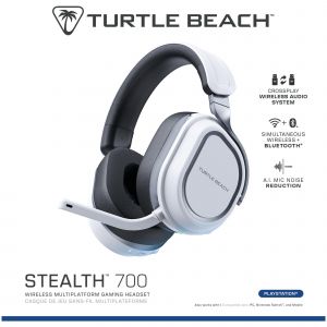 Turtle Beach Stealth 700 Console Blanc Playstation Casque Gaming sans Fil w/ 80hr Batterie, &Eacute;couteurs de 60mm, Deux &eacute;metteurs et Bluetooth pour PS5, PS4, PC et Mobile - Neuf