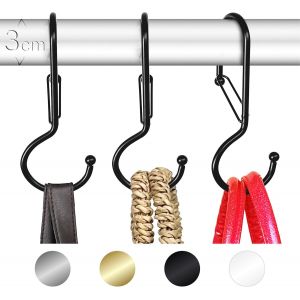 Eryi-6 Crochets Organisateur De Sacs Pour Placard. Crochets Torsadés En Forme De S Avec Système Anti-Chute. Crochets En Forme De S Robustes Métalliques Pour Sacs. (T, Noir) - Neuf