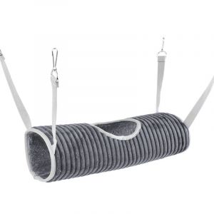 Hamac Gris Pour Petits Animaux, Lit Hamac Et Cage Tunnel Pour Rat, Hamster, Écureuil, Écureuil Volant, Accessoires Pour Cochons D'inde, Furet, Cachette Tunnel Suspendue - Neuf