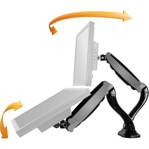 Support PC 2 Écrans TS8811 13-27" (33-69cm) Orientable Inclinable Bras Articulé Montage Pince de Table VESA 100 x 100 Argent - Neuf