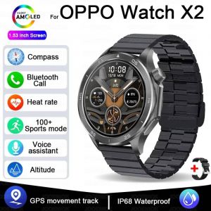 2025 Nouveau Pour Montre Oppo X2 Gps Montre Intelligente Hommes Haut De Gamme Hommes D'Affaires Bluetooth Appel Ip68 Étanche Fitness Tracker Montres Intelligentes.68Black Steel. - Neuf
