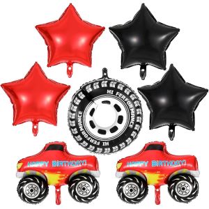 CAUC-Lot de 7 ballons de d&eacute;coration de f&ecirc;te Monster Truck - D&eacute;corations d'anniversaire pour anniversaires - Fournitures de f&ecirc;te sur le th&egrave;me de la voiture de course - Neuf