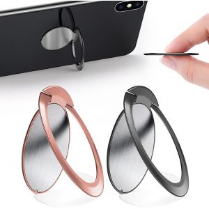 2 Pi&egrave;ces Anneau Telephone Portable en M&eacute;tal, Bague Telephone Portable 1,8 mm Ultra-Mince, Rotation &agrave; 360 degr&eacute;s, pour Tous Smartphones - Neuf