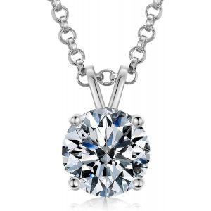 0.1-2ct Collier Pendentif Moissanite, Couleur D, Clarté Vvs1, Pendentif Diamant Moissanite Étincelant Pour Femmes, Plaqué Or Blanc 18k 925 Argent Sterling Ne - Neuf