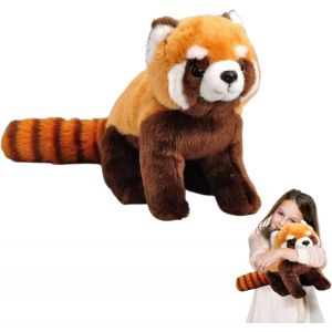 Peluche Panda Rouge 28Cm/11 Jouet En Peluche De Panda Rouge Réaliste Bel Animal Cadeaux Mignons Et Doux Peluche Pour Enfants Garçons Et Filles Jouets Éducatif Interactif Confortable Brun - Neuf
