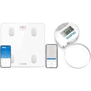 Balance Pèse Personne De Haute Précision 400Lbs, Balance Connecté Bluetooth Pese Personnes Impédancemètre Avec App, Piles Incluses & Mètre Ruban Rétractable Et Connecté - Neuf
