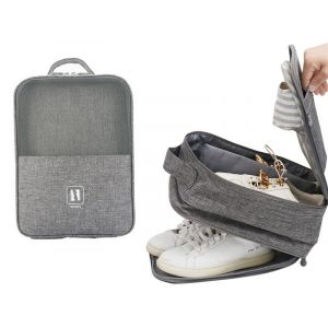 Sac de rangement pour chaussures de voyage - 2 pi&egrave;ces, peut contenir 3 paires de chaussures, gris, organiseur portable pour les voyages et la maison - Neuf