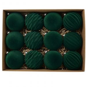 8cm Flocage Boule de No&euml;l, Boule Sombre de Velours Boule de No&euml;l D&eacute;coration d'Arbre de No&euml;l 12pcs Rouge Hk - Neuf